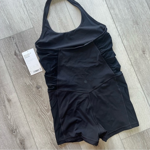 NWT Athleta Mesh Me Up Romper one piece Small Black - Picture 5 of 7